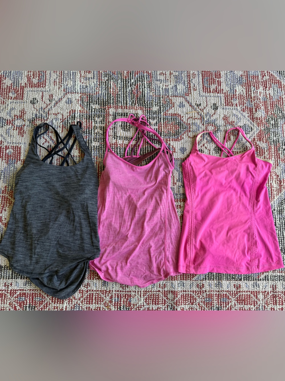 3 lululemon athletica Tank tops. Pink & gray Multi-Strap